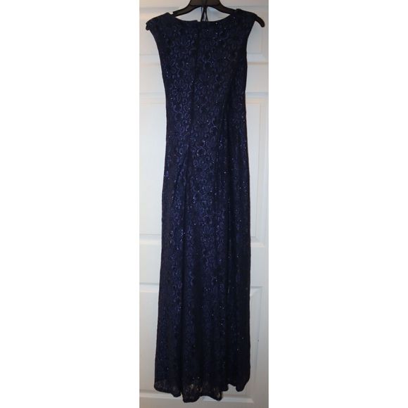 R&M Richards Women's Sz 14 Navy Beaded Dress & Flyaway Jacket 2 Piece Set $139 - Picture 5 of 7